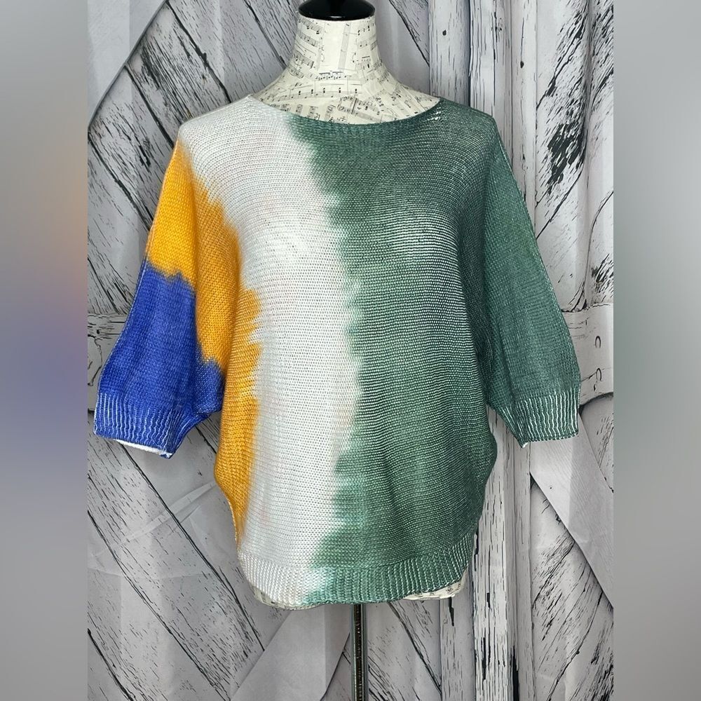 Luisa Ricci Dolman Sleeve Lightweight Sweater Dip Dye Small